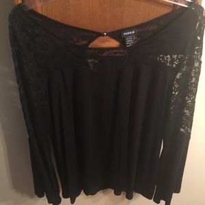 Torrid black lace bell sleeve shirt size 3